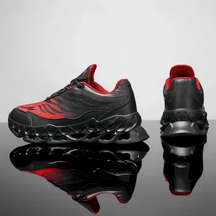 Men's Fashion Running Sneakers, Breathable Mesh with Bold Red and Black Design, Lightweight and Comfortable Sports Shoes for Casual and Outdoor Activi - Image 5
