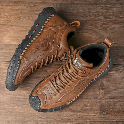 Men's Casual Leather Lace-Up Outdoor Boots with Durable Sole – Stylish and Comfortable for Hiking or Everyday Wear 2025 - Image 6