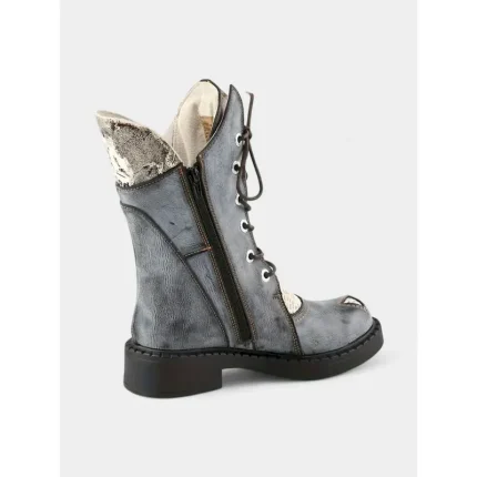 Women's Genuine Leather Green Polka Dot Combat Boots – Retro Lace-Up Boots for Outdoor Fashion and Festivals 2025 - Image 6