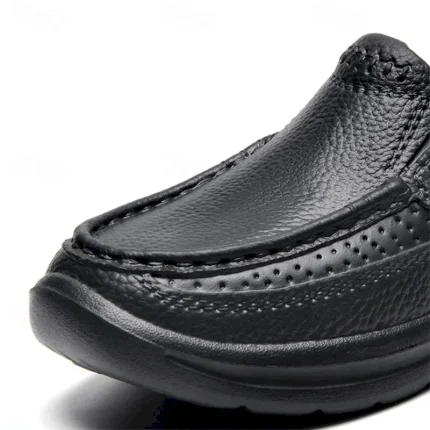 Men's Black Faux Leather Slip - On Loafers, Breathable Perforation & Shock - Absorbing Sole, Comfortable & Stylish for Daily/Work Wear 2025 - Image 5