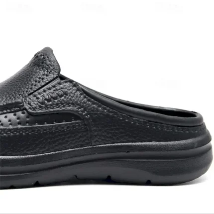 Men's Black Faux Leather Slip - On Loafers, Breathable Perforation & Shock - Absorbing Sole, Comfortable & Stylish for Daily/Work Wear 2025 - Image 6