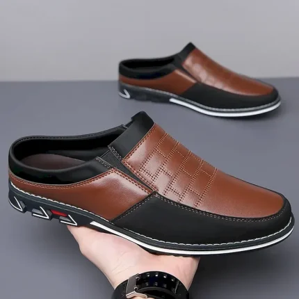 Men's Brown and Black Clogs & Mules – Lightweight Faux Leather Slip-On Shoes with Non-Slip Sole for Casual and Office Use 2025 - Image 4