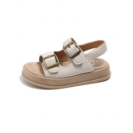 Girls' Beige Double Buckle School Sandals – Comfortable Slip-Resistant Shoes for Back to School and Everyday Use 2025 - Image 5