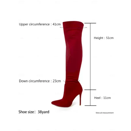 Women's Red Suede Over-the-Knee Boots - Pointed Toe Stiletto High Heels for Night Parties and Christmas Holiday Events 2025 - Image 5