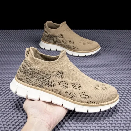Men's Textured Knit Slip-On Sneakers, Comfort Fit with Fashionable Chunky Sole, Casual Streetwear Shoes 2025 - Image 3