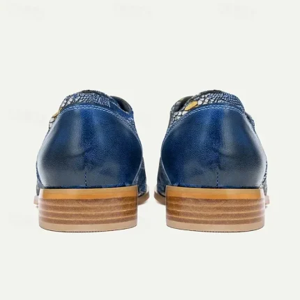 Men's Premium Cowhide Leather Oxford Shoes with Snake Print – Blue Casual Dress Shoes for Formal & Party Occasions 2025 - Image 6