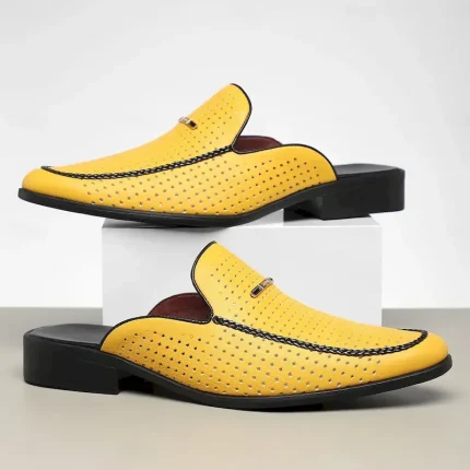 Men's Yellow Perforated Slip-On Loafers – Bold Color with Breathable Design, Lightweight and Stylish for Summer Outings, Driving and Casual Office Loo - Image 6