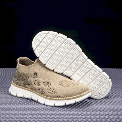 Men's Textured Knit Slip-On Sneakers, Comfort Fit with Fashionable Chunky Sole, Casual Streetwear Shoes 2025 - Image 4