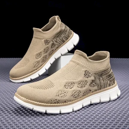 Men's Textured Knit Slip-On Sneakers, Comfort Fit with Fashionable Chunky Sole, Casual Streetwear Shoes 2025 - Image 5