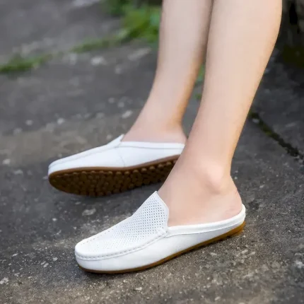 Men's White Perforated Slip-On Moccasins – Comfortable, Breathable Casual Shoes for Everyday Wear 2025 - Image 3