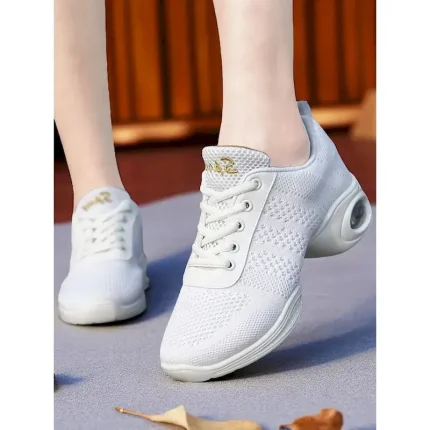 Women's Black Pink Mesh Jazz Dance Sneakers - Lightweight Breathable Professional Hip-Hop Fitness Dance Shoes with Shock-Absorbing Sole for Training a - Image 6