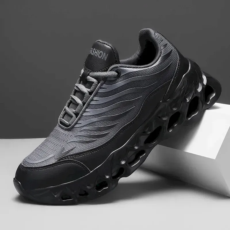 oiejhk1739355160965.webp Men's Fashion Running Sneakers, Breathable Mesh with Bold Red and Black Design, Lightweight and Comfortable Sports Shoes for Casual and Outdoor Activi - Image 1