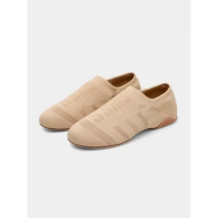 Beige Split Sole Jazz Dance Shoes for Women – Soft Stretch Knit Ballet Flats for Studio Training 2025 - Image 6