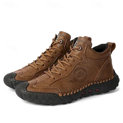 Men's Casual Leather Lace-Up Outdoor Boots with Durable Sole – Stylish and Comfortable for Hiking or Everyday Wear 2025 - Image 5