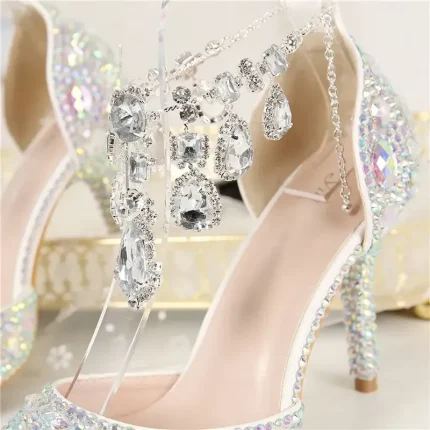 Women's Crystal Rhinestone Prom Shoes with Purple Gemstone Embellishments and Ankle Jewelry Chain - Elegant Stiletto Heels for Parties 2025 - Image 4