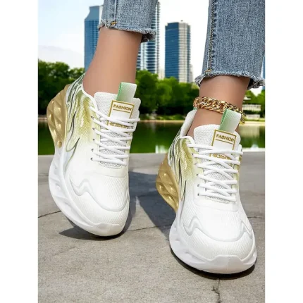 Women's Breathable Gold Gradient Running Sneakers – Lightweight Mesh Sport Shoes for Daily Workout, Jogging or Urban Style 2025 - Image 4