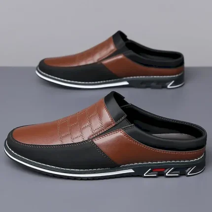 Men's Brown and Black Clogs & Mules – Lightweight Faux Leather Slip-On Shoes with Non-Slip Sole for Casual and Office Use 2025 - Image 5