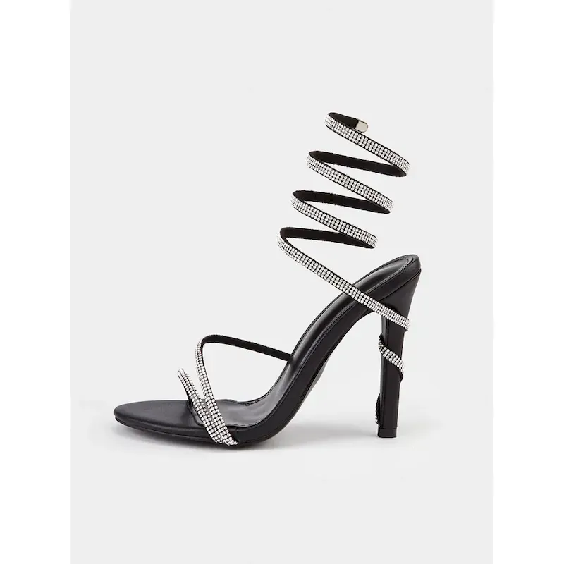 rxjpzg1736494918379.webp Black Rhinestone Wraparound Stiletto Sandals - Glamorous Women's Evening Heels With Sparkling Rhinestones, Perfect for Parties, Weddings,and Formal Ev - Image 1