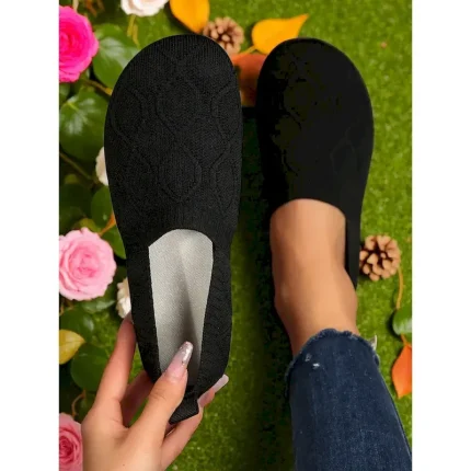 Women's White Slip-On Comfort Sneakers – Breathable Flyknit Wide Toe Flats for Walking, Travel, Gardening & Daily Errands 2025 - Image 6