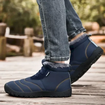 Men's Black Waterproof Winter Snow Boots with Plush Fur Lining, Lace-Up Design, and Anti-Slip Sole – Warm Outdoor Footwear 2025 - Image 5