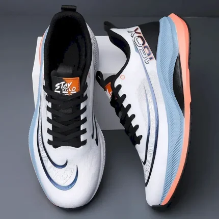 Men's White and Blue Athletic Running Sneakers with Lightweight Design and Cushioned Sole – Breathable Sports Shoes for Active Lifestyle and Fitness 2 - Image 3