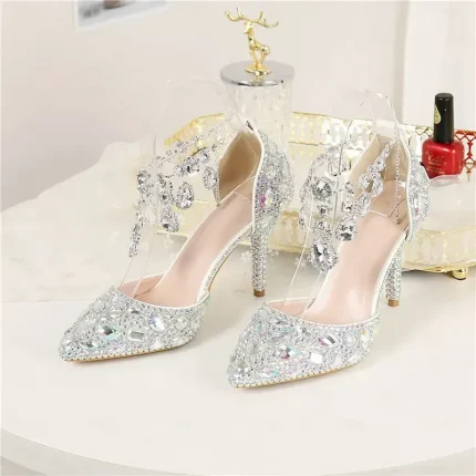 Women's Crystal Rhinestone Prom Shoes with Purple Gemstone Embellishments and Ankle Jewelry Chain - Elegant Stiletto Heels for Parties 2025 - Image 3