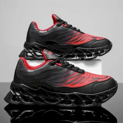 Men's Fashion Running Sneakers, Breathable Mesh with Bold Red and Black Design, Lightweight and Comfortable Sports Shoes for Casual and Outdoor Activi - Image 4
