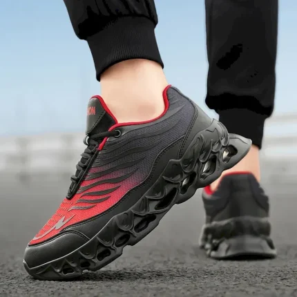Men's Fashion Running Sneakers, Breathable Mesh with Bold Red and Black Design, Lightweight and Comfortable Sports Shoes for Casual and Outdoor Activi - Image 6