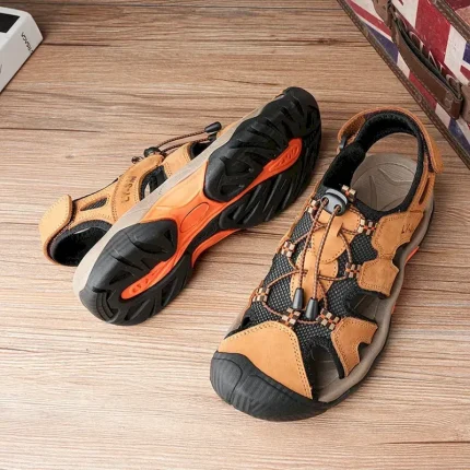 Men's Closed-Toe Outdoor Sandals – Durable Suede and Mesh Design with Adjustable Straps, Anti-Slip Sole, Perfect for Hiking and Summer Adventures 2025 - Image 4