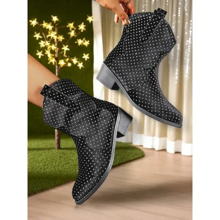 Women's Rhinestone Studded Ankle Boots - Sparkly Western Cowboy Style Short Boots for Nightlife Party and Club Outfits 2025 - Image 5