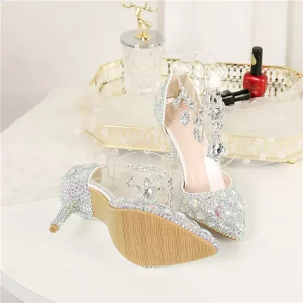 Women's Crystal Rhinestone Prom Shoes with Purple Gemstone Embellishments and Ankle Jewelry Chain - Elegant Stiletto Heels for Parties 2025 - Image 6